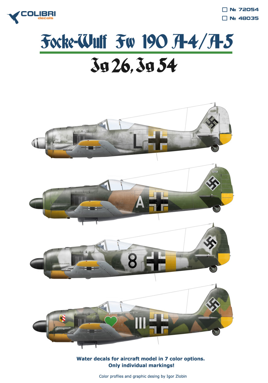 Декаль 1/48 Fw-190 A4/А5 Jg 54-Jg 26 (Colibri Decals)