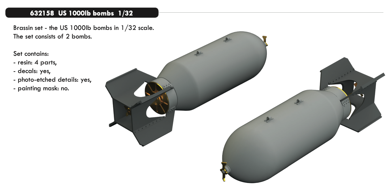 Дополнения из смолы 1/32 US 1000lb bombs