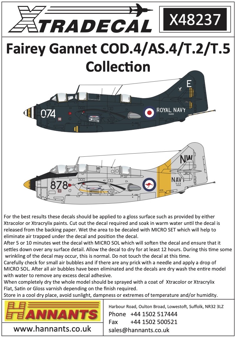 Декаль 1/48 Fairey Gannet COD.4/AS.4/T.2/T.5 Collection (9) (Xtradecal)