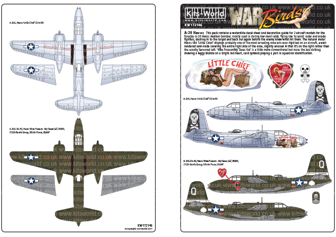 Декаль 1/72 Douglas A-20 Havocs A-20G (Kits-World)