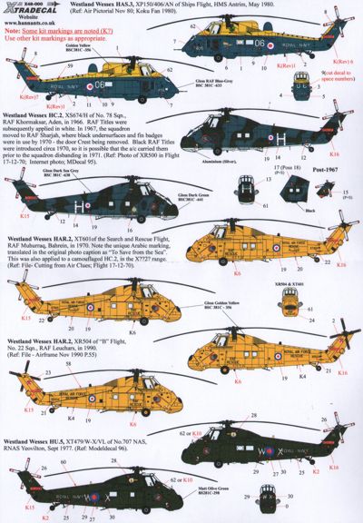 Декаль 1/48 Westland Wessex HC.2 (9) (Xtradecal)