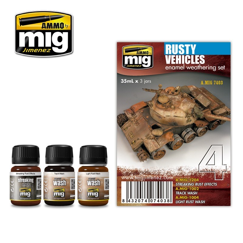 Набор пигментов Rusty Vehicles (3x35mL) (Ammo Mig)