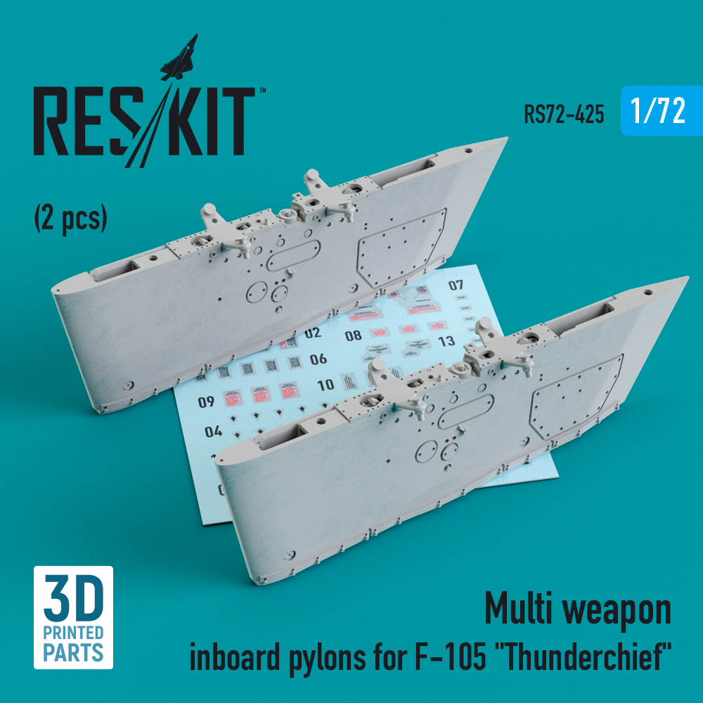 Дополнения из смолы 1/72 Multi weapon inboard pylons for Republic F-105 Thunderchief (2 pcs)(ResKit)