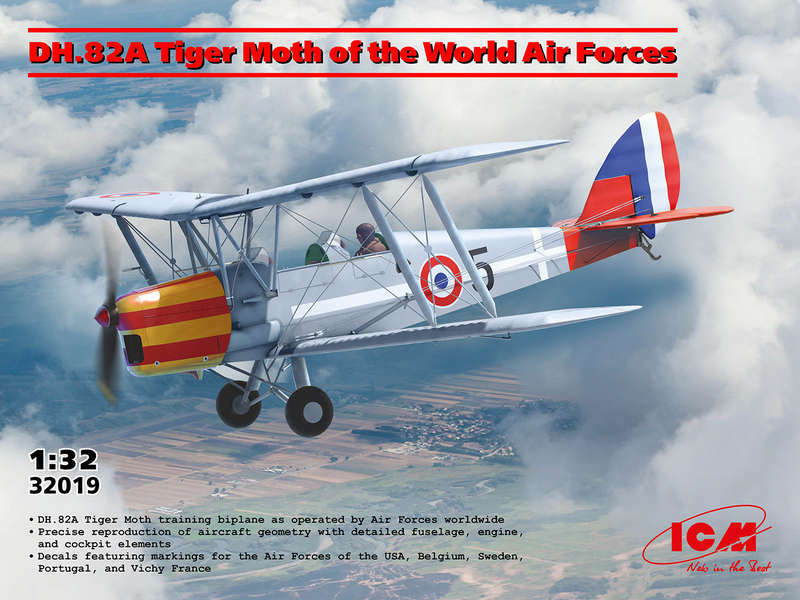 Сборная модель 1/32 de Havilland DH.82A Tiger Moth Air Forces Of The World (ICM)