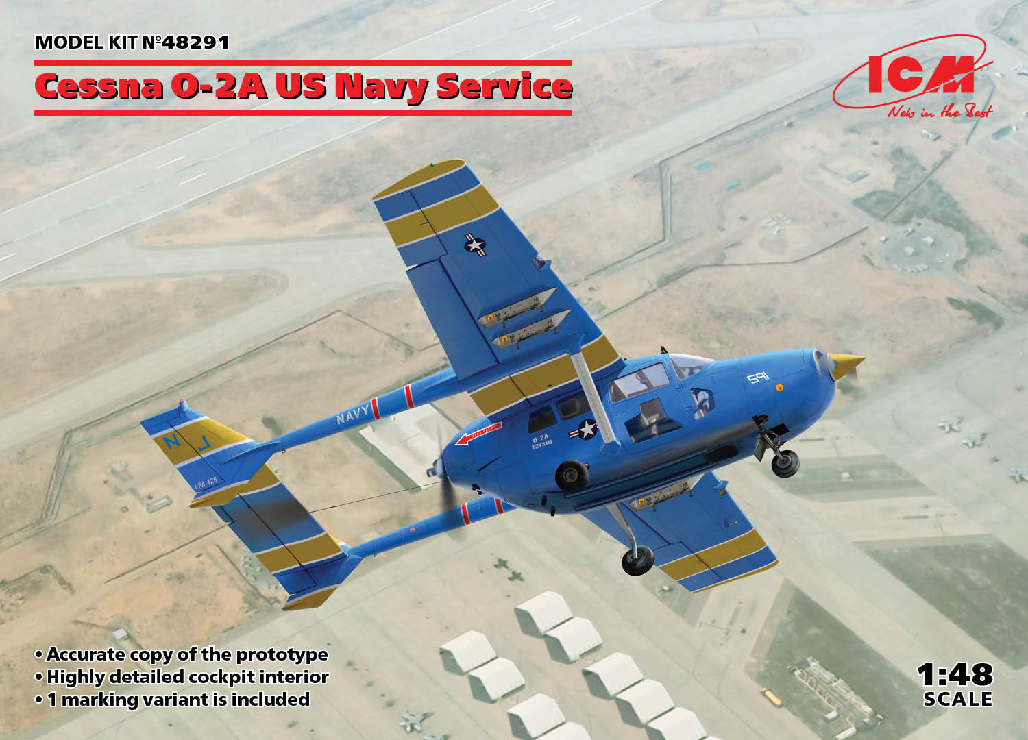 Сборная модель 1/48 Cessna O-2A US NAVY Service (1x camo) (ICM)