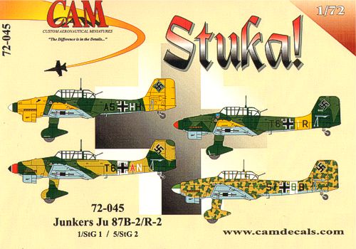 Декаль 1/72 Junkers Ju-87B-2/R2 'Stuka' (CAM)