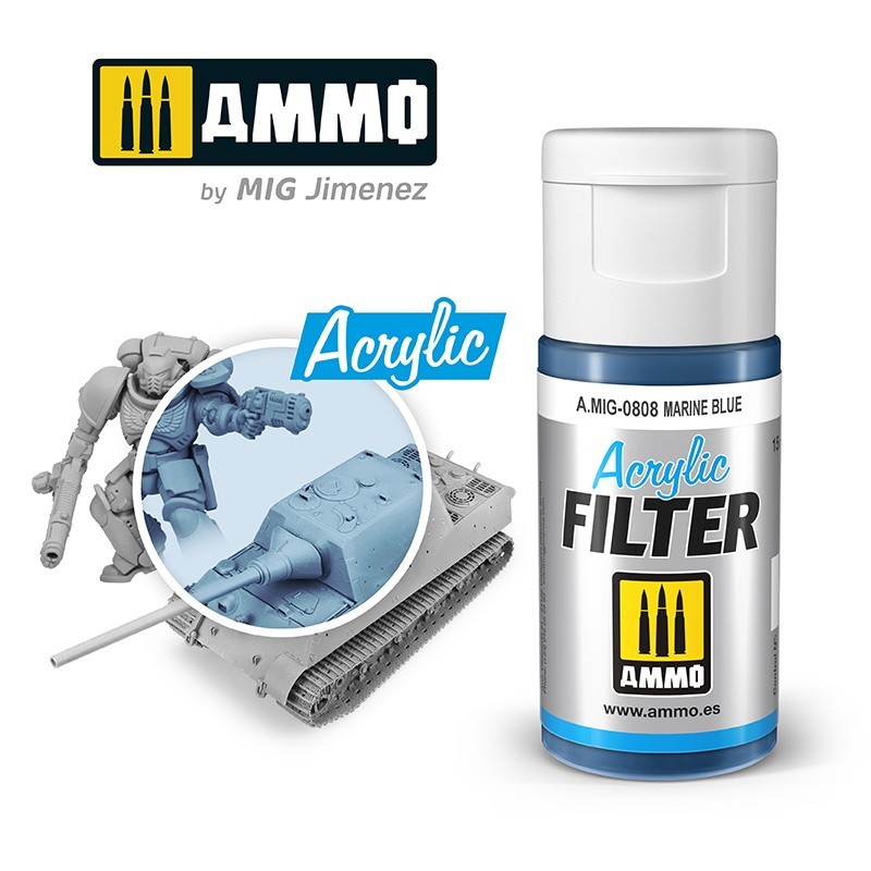 Акриловый фильтр ACRYLIC FILTER Marine Blue (15mL) (Ammo Mig)