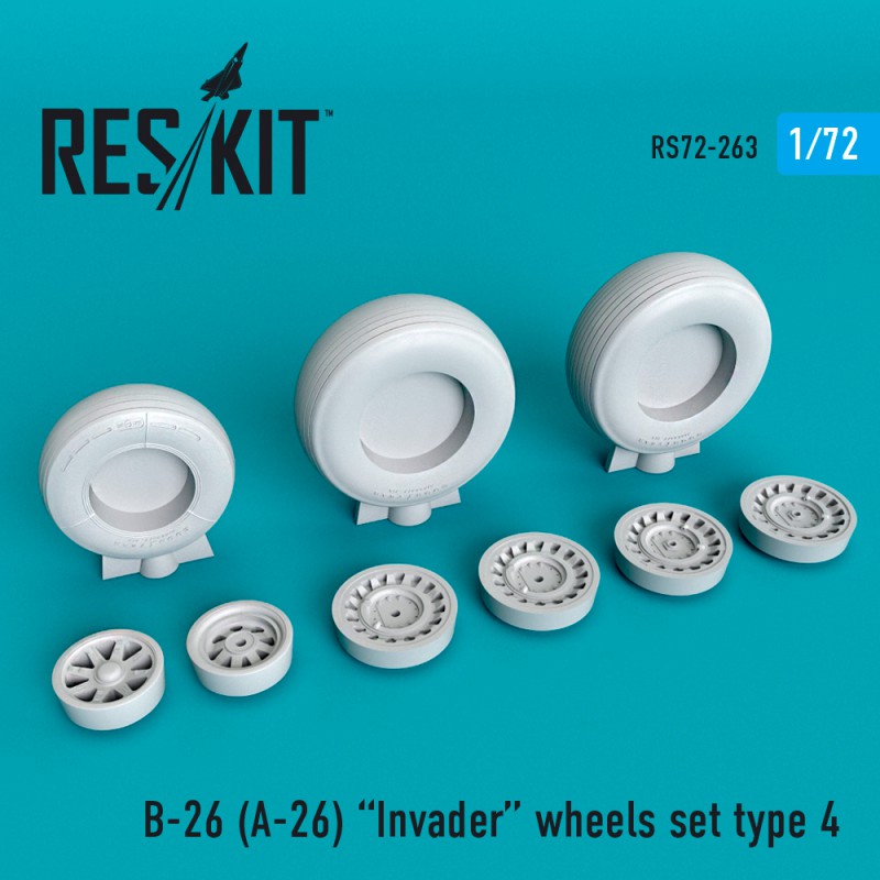 Дополнения из смолы 1/72 Douglas B-26 (A-26) Invader type 4 wheels set (ResKit)