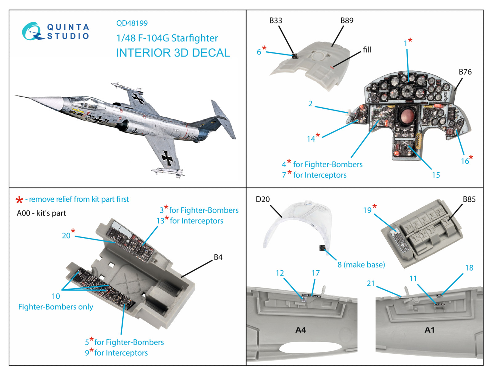 3D Декаль интерьера кабины F-104G (Kinetic)