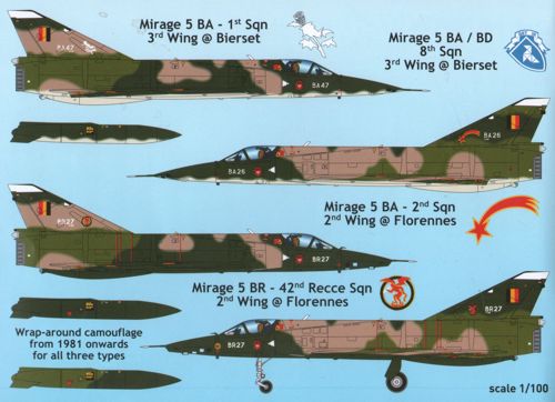 Декаль 1/72 Belgian Air Force Dassault-Mirage 5 Stencilling & zappings (Daco Products)