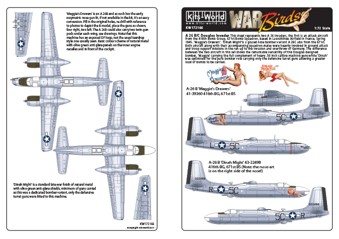 Декаль 1/72 Douglas A-26B Douglas invader (Kits-World)