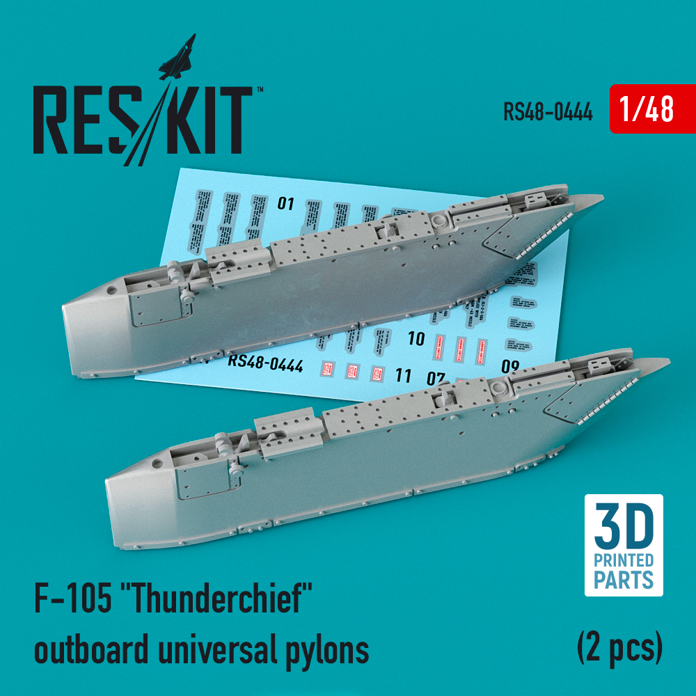 Дополнения из смолы 1/48 Republic F-105D/F-105G Thunderchief outboard AGM-12 & AGM-45 pylon (ResKit)