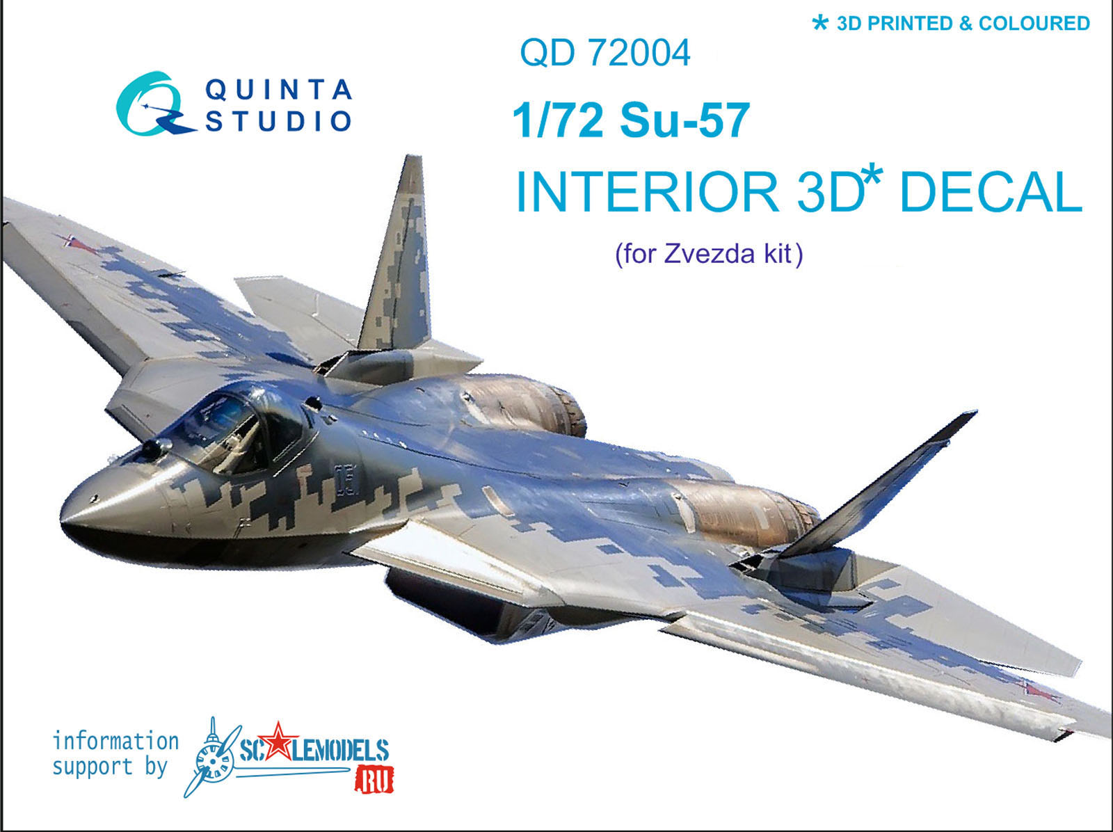 3D Декаль интерьера кабины Су-57 (для модели Звезда 7319) (серые и голубые панели) (перевыпуск QD720