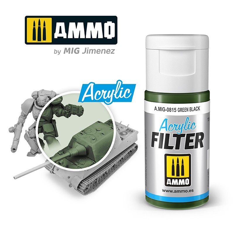 Акриловый фильтр ACRYLIC FILTER Green Black (15mL) (Ammo Mig)