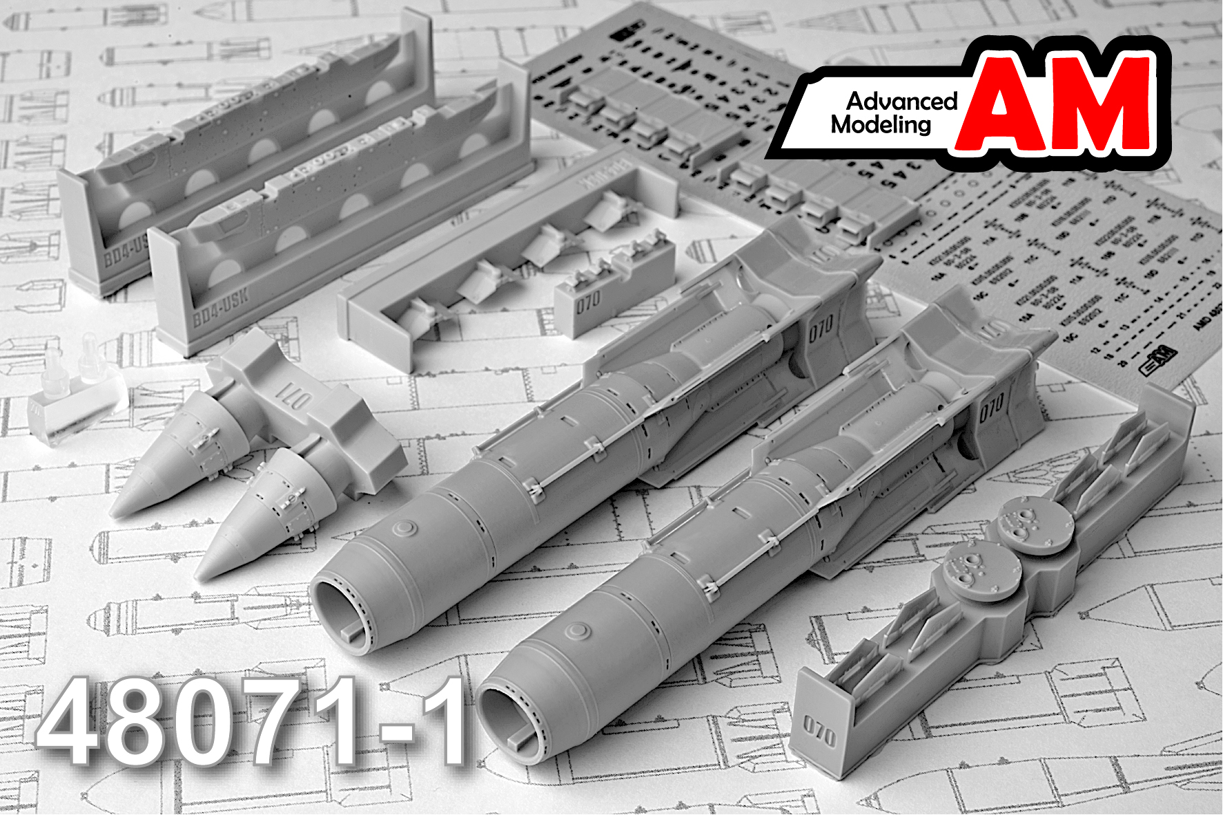 Дополнения из смолы 1/48 КАБ-1500Л Корректируемая авиационная бомба (Advanced Modeling)/ Су-27, Су-30, Су-34, Су-35, Су-24, МиГ-29