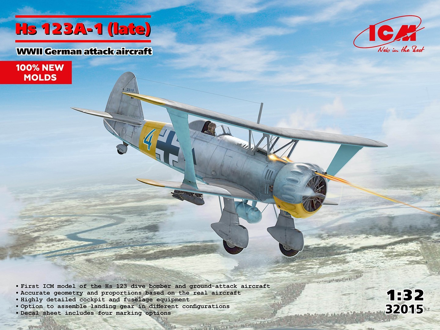 Сборная модель 1/32 Henschel Hs-123A-1 late version (ICM)
