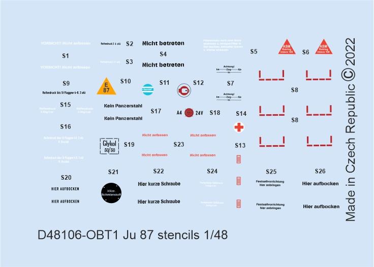 Декаль 1/48 Ju 87 stencils (HAS/AIR/ITAL)