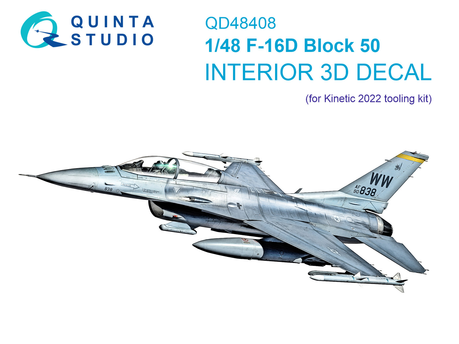 3D Декаль интерьера кабины F-16D block 50 (Kinetic 2022 tool)