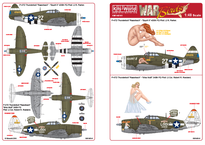 Декаль 1/48 Republic P-47D Thunderbolt 'Razorback' (Kits-World)