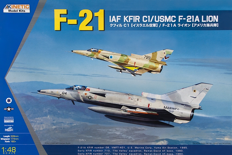 Сборная модель 1/48 F-21 IAF KFIR C1/USMC F-21A Lion (Kinetic Model Kits)