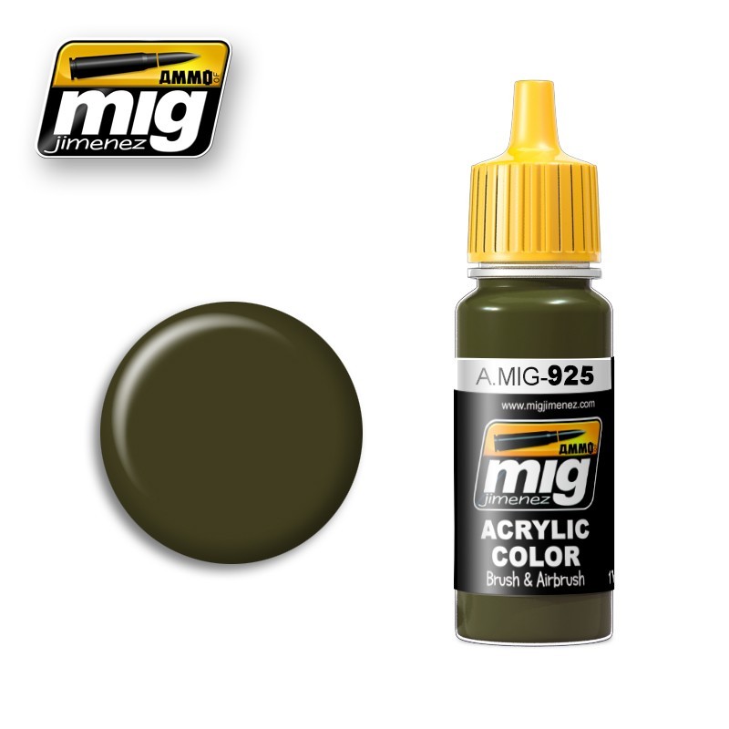 Краска акриловая OLIVE DRAB DARK BASE (Оливковая темный базовый) (Ammo Mig) (17ml)