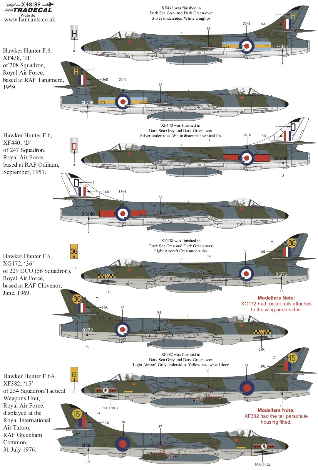 Декаль 1/48 Hawker Hunter F Mk.6 (8) (Xtradecal)