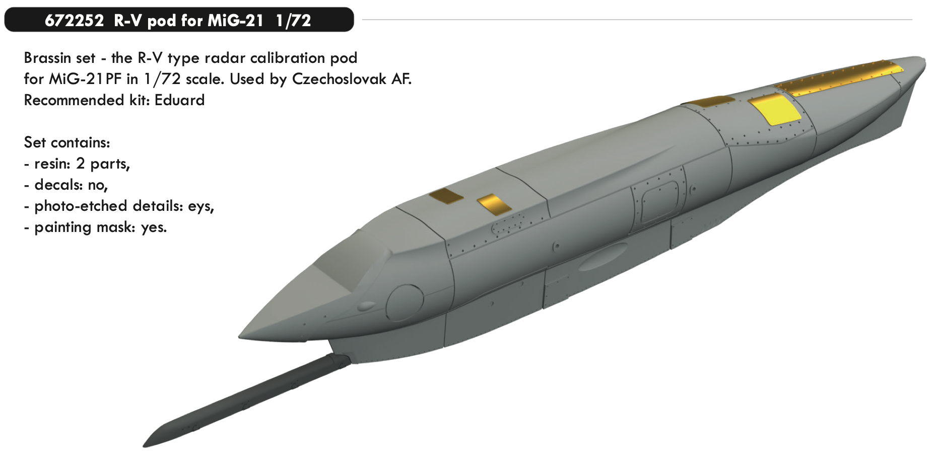 Дополнения из смолы 1/72 R-V pod for Mikoyan MiG-21 (для модели Eduard)