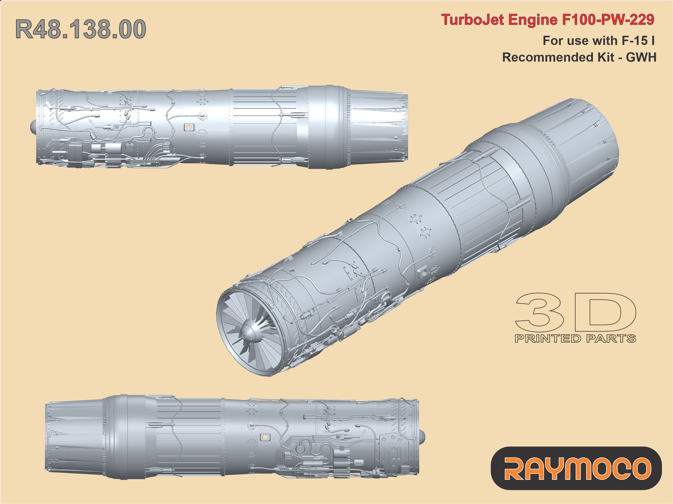 Дополнения из смолы 1/48 Turbo Jet Engine F100-PW-229 (Raymoco)