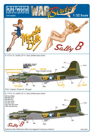 Декаль 1/32 Boeing B-17F/B-17G Flying Fortress 41-24485 (Kits-World)