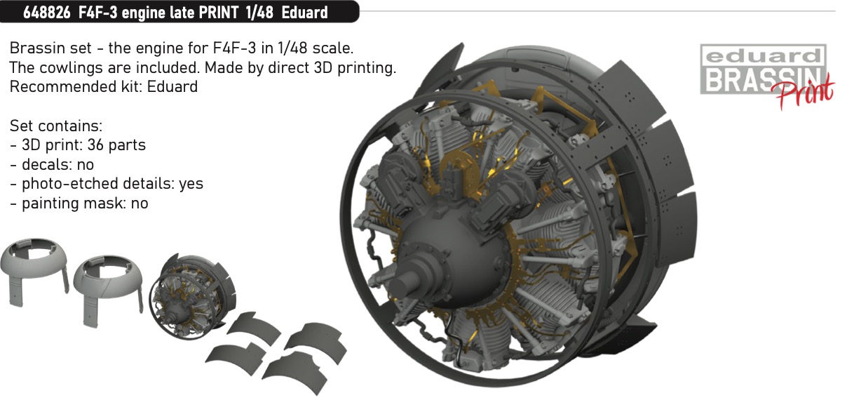 Дополнения из смолы 1/48 Grumman F4F-3 Wildcat engine late (для модели Eduard kits)