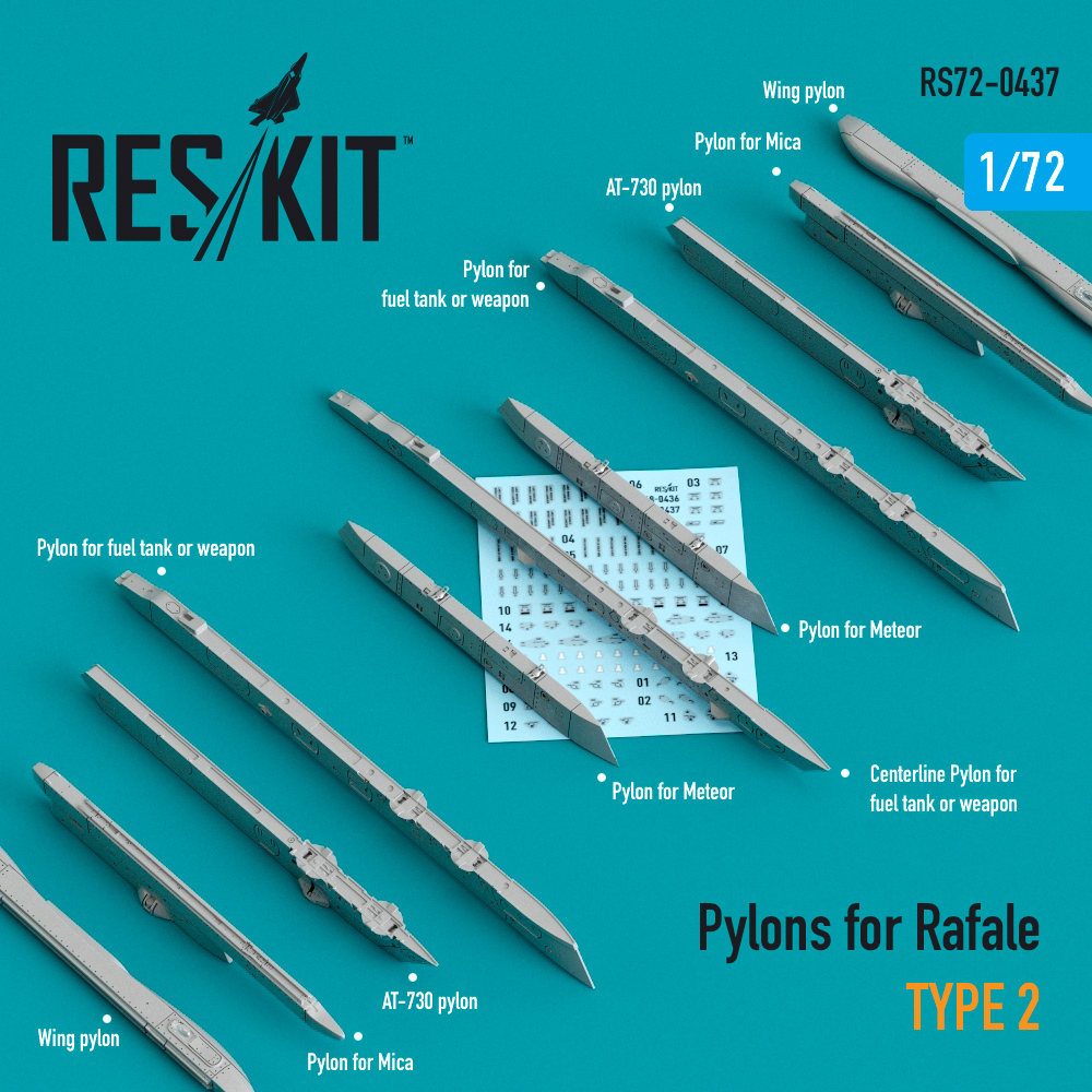 Дополнения из смолы 1/72 Pylons for Dassault Rafale type 2 (ResKit)