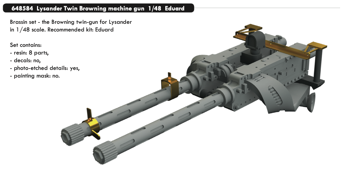 Дополнения из смолы 1/48 Двойной пулемёт Browning для Westland (для модели Eduard)