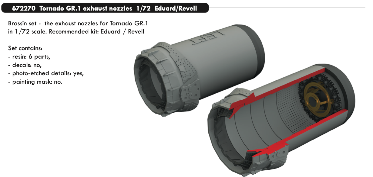 Дополнения из смолы 1/72 Выхлопное сопло Panavia Tornado GR.1 (Eduard kits/Revell kits)