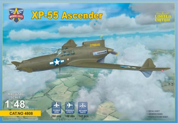 Сборная модель 1/48 Curtiss-Wright XP-55 Ascender (Modelsvit)