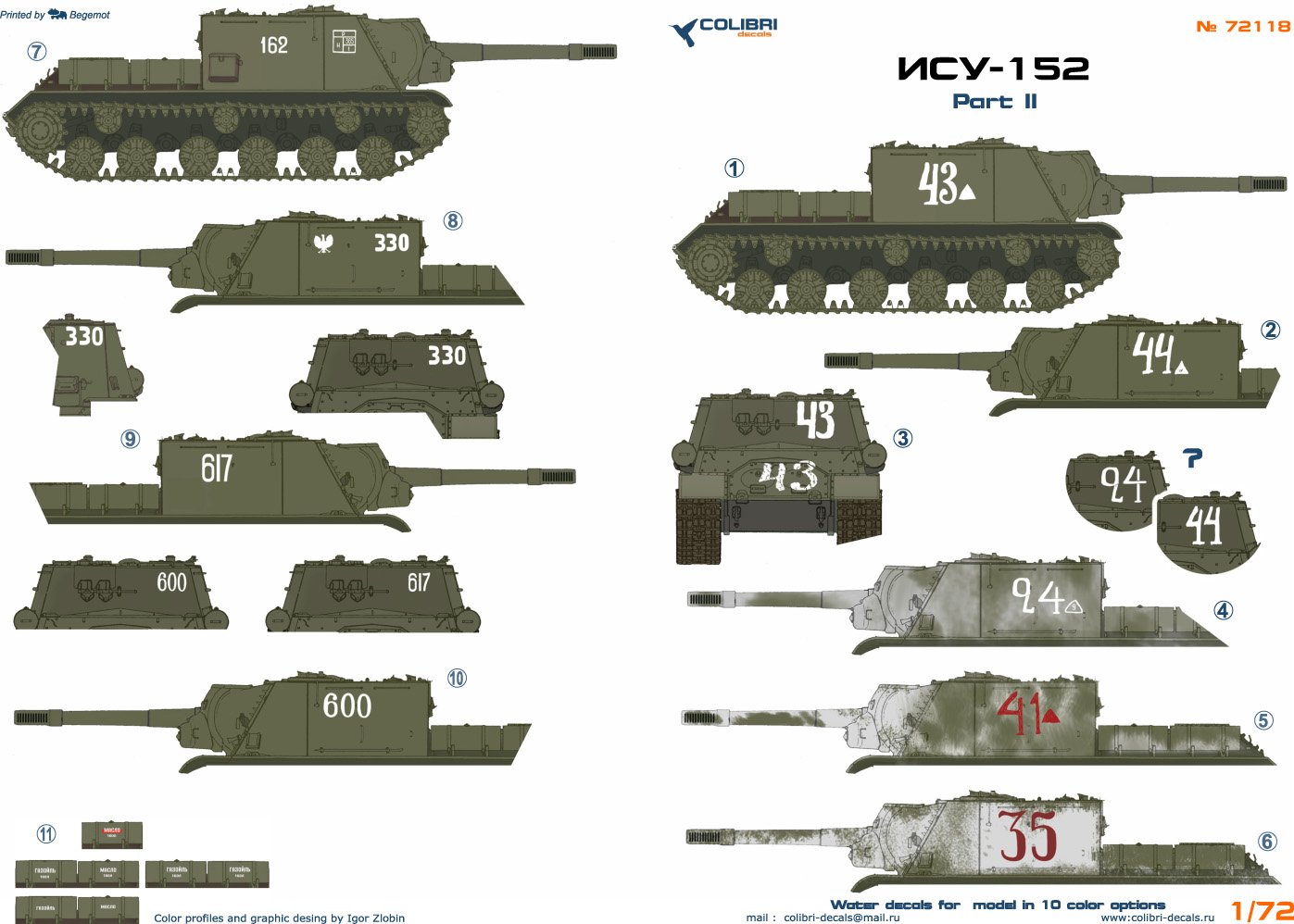 Декаль 1/72 ISU-152 Part 2 (Colibri Decals)