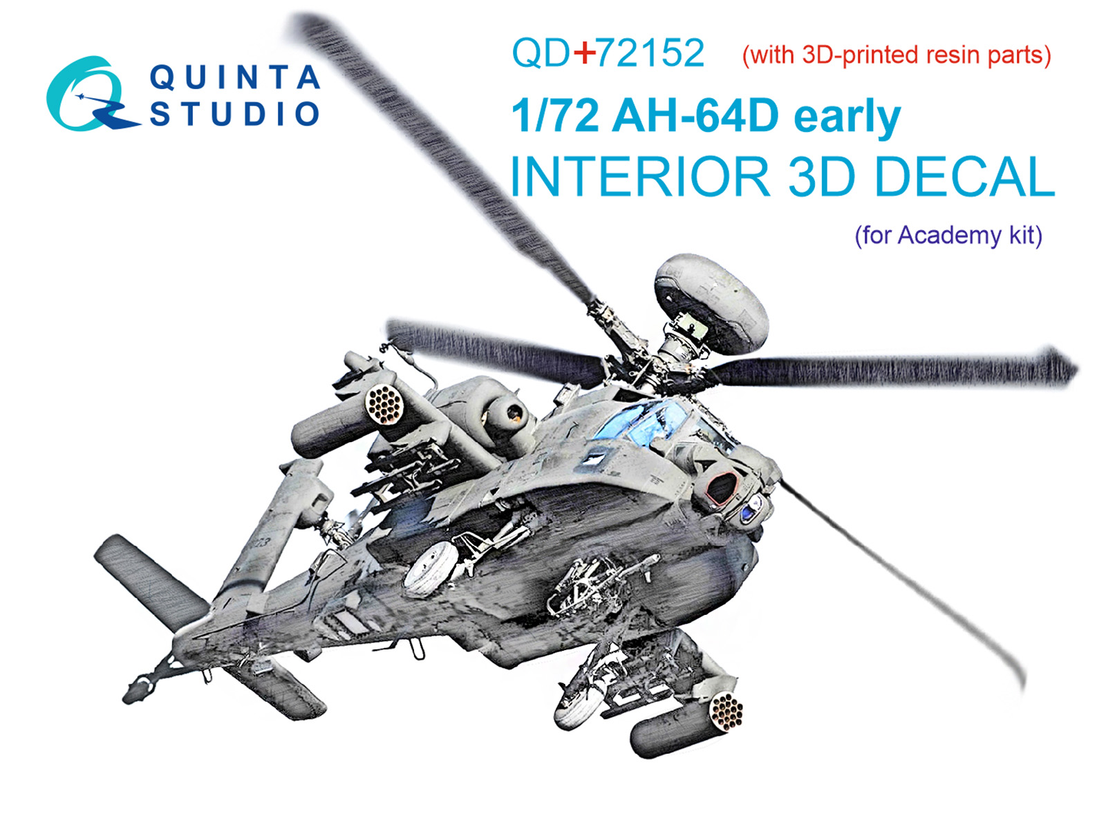3D Декаль интерьера кабины AH-64D ранний (Academy) (с 3D-печатными деталями)