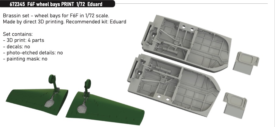 Дополнения из смолы 1/72 Ниши шасси Grumman F6F (для модели Eduard kits)