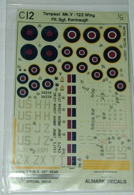 Декаль 1/72 Tempest Mk.V - 122 Wing Flt.Sgt,Kennaugh (Almark Decals)