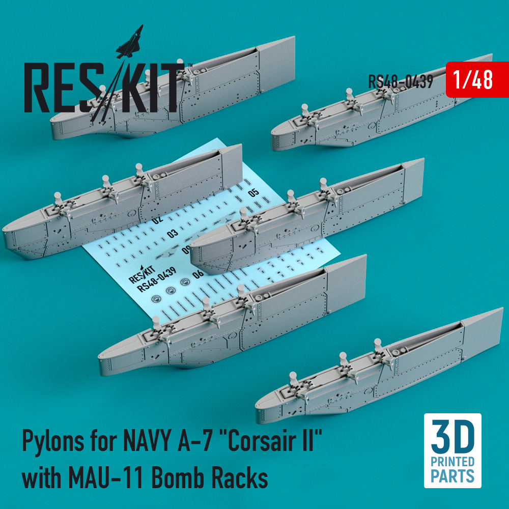 Дополнения из смолы 1/48 Pylons for NAVY LTV A-7 Corsair II with MAU-11 Bomb Racks (ResKit)