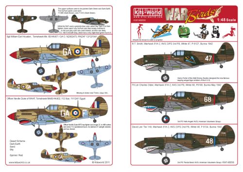 Декаль 1/48 Curtiss P-40B Tomahawk of the RAF112thSqn&the American Volunteer Group(Mk2) (Kits-World)