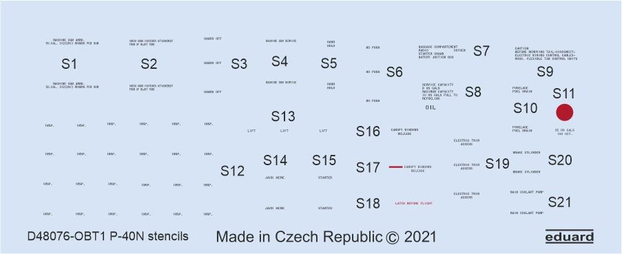 Декаль 1/48 P-40N stencils (HAS)