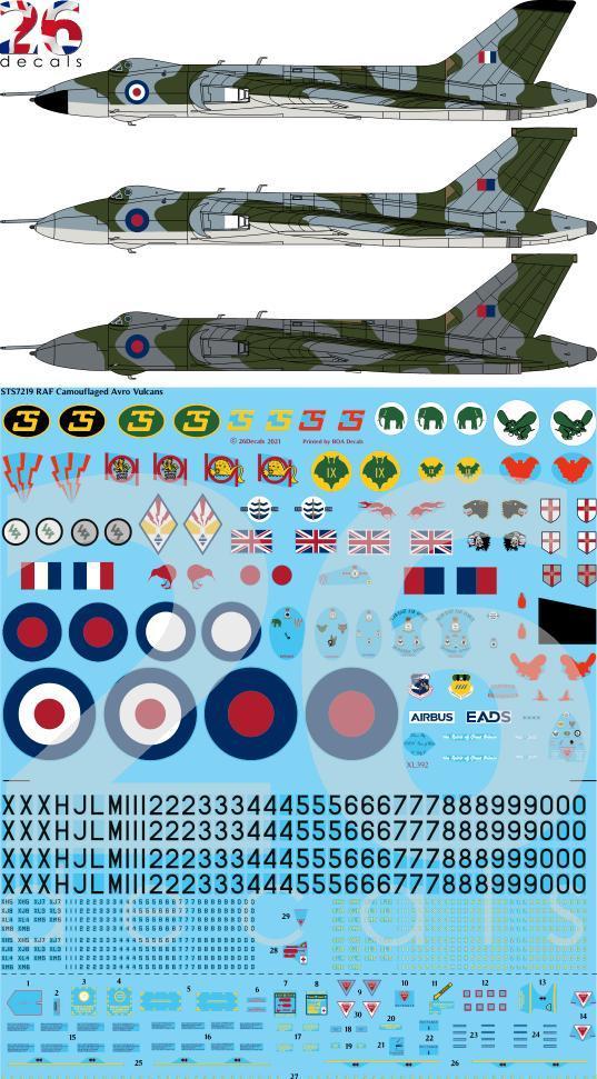 Декаль 1/72 RAF Camouflaged Avro Vulcan B.2 (26 Decals)