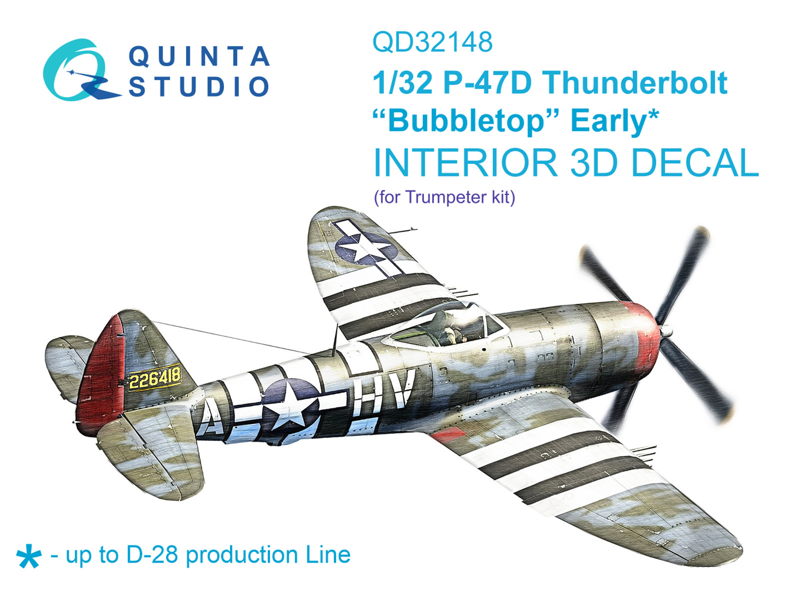 3D Декаль интерьера кабины P-47D Thunderbolt Bubbletop Early (Trumpeter)