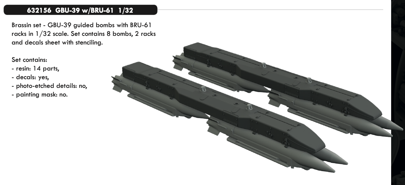 Дополнения из смолы 1/32 GBU-39 w/BRU-61