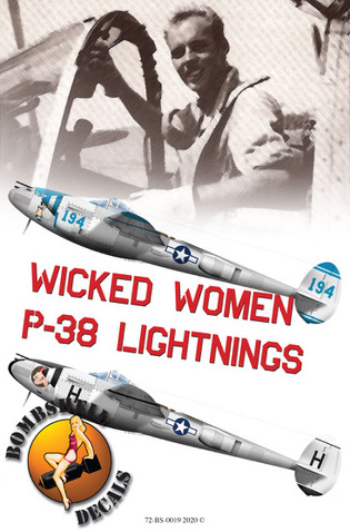 Декаль 1/72 Lockheed P-38J Lightnings Wicked Women P-38 Lightnings (Bombshell)