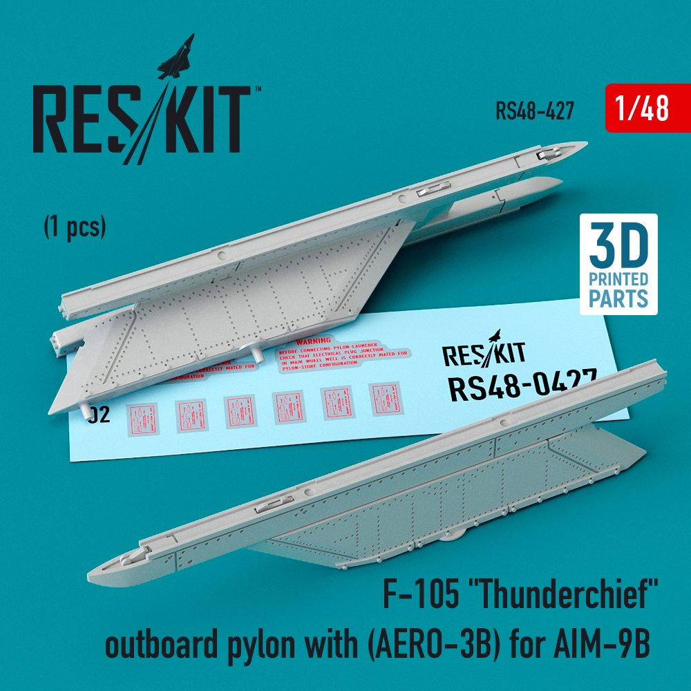 Дополнения из смолы 1/48 Republic F-105D/F-105G Thunderchief outboard pylon (AERO-3B) (ResKit)