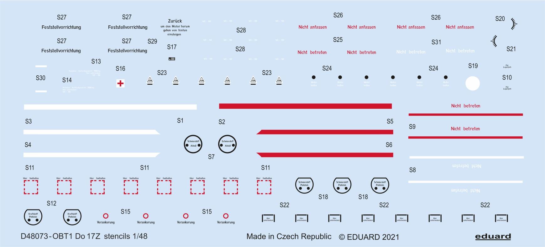 Декаль 1/48 Do 17 stencils (ICM)