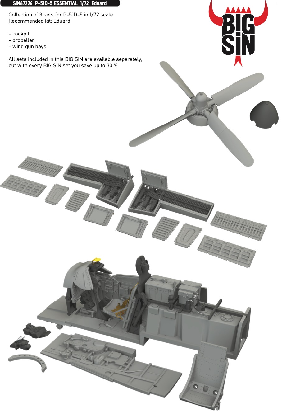 Дополнения из смолы 1/72 North-American P-51D-5 Mustang ESSENTIAL (для модели Eduard)