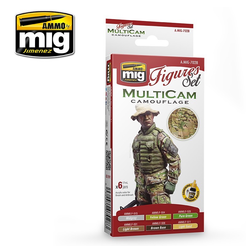 Набор акриловых красок Multicam Camouflage Figures Set (Ammo Mig) (6x17ml)