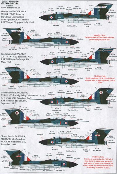 Декаль 1/48 Gloster Javelin FAW Mk.9 Part 2 (5) (Xtradecal)